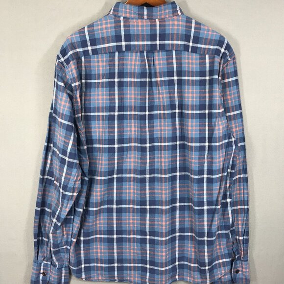 J Crew Shirt Men's XL Blue Orange Plaid Button Down Long Sleeve Pocket Cotton - Picture 2 of 12